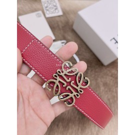 Loewe Soft Grain Calf Leather Anagram Buckle 32mm Belts Red