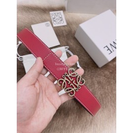 Loewe Soft Grain Calf Leather Anagram Buckle 32mm Belts Red