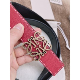 Loewe Soft Grain Calf Leather Anagram Buckle 32mm Belts Red