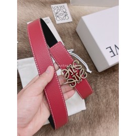 Loewe Soft Grain Calf Leather Anagram Buckle 32mm Belts Red