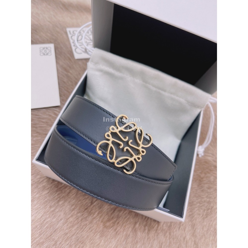 Loewe Smooth Calf Leather Anagram Buckle 32mm Belts Blue