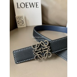 Loewe Vintage Leather Silver Anagram Buckle 32mm Belts Black
