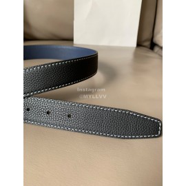 Loewe Vintage Leather Silver Anagram Buckle 32mm Belts Black