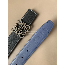 Loewe Vintage Leather Silver Anagram Buckle 32mm Belts Black