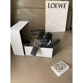 Loewe Vintage Leather Silver Anagram Buckle 32mm Belts Black