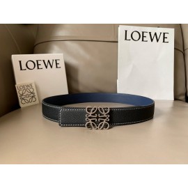 Loewe Vintage Leather Silver Anagram Buckle 32mm Belts Black
