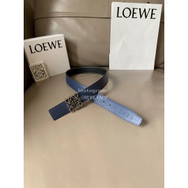 Loewe Vintage Leather Silver Anagram Buckle 32mm Belts Black