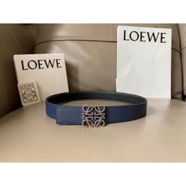 Loewe Vintage Leather Silver Anagram Buckle 32mm Belts Black