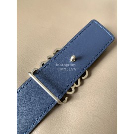 Loewe Vintage Leather Silver Anagram Buckle 32mm Belts Black