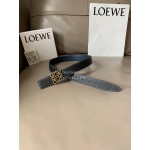 Loewe Vintage Leather Gold Anagram Buckle 32mm Belts Black