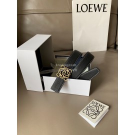Loewe Vintage Leather Gold Anagram Buckle 32mm Belts Black