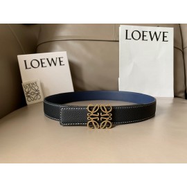 Loewe Vintage Leather Gold Anagram Buckle 32mm Belts Black