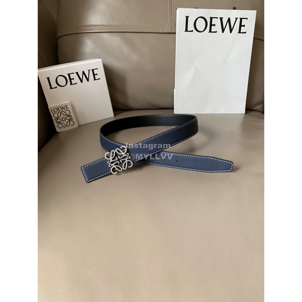 Loewe Vintage Leather Anagram Buckle 32mm Belts Navy
