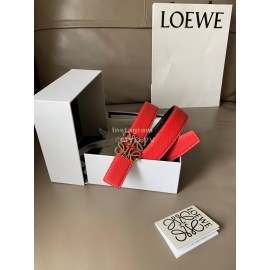 Loewe Vintage Leather Anagram Buckle 32mm Belts Orange Red