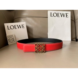 Loewe Vintage Leather Anagram Buckle 32mm Belts Orange Red