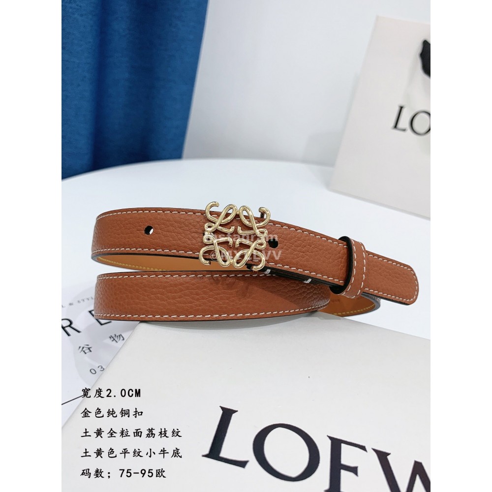 Loewe Litchi Calfskin 20mm Belts For Women Brown