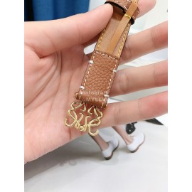 Loewe Litchi Calfskin 20mm Belts For Women Brown