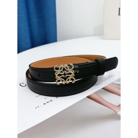 Loewe Litchi Calfskin 20mm Belts For Women Black