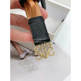 Loewe Litchi Calfskin 20mm Belts For Women Black