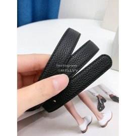 Loewe Litchi Calfskin 20mm Belts For Women Black