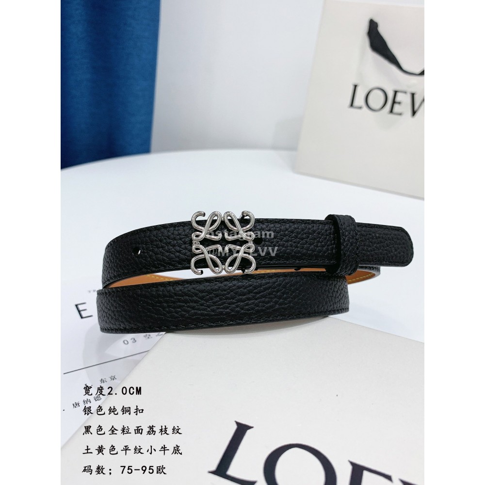 Loewe Black Litchi Calfskin 20mm Belts For Women 
