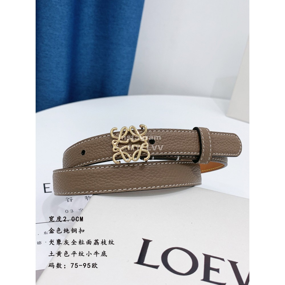 Loewe Litchi Calfskin 20mm Belts For Women Coffee