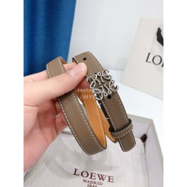 Loewe Coffee Litchi Calfskin 20mm Belts For Women 