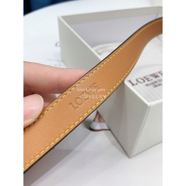 Loewe Coffee Litchi Calfskin 20mm Belts For Women 