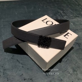 Loewe Soft Grain Leather Anagram Buckle 32mm Belts Black