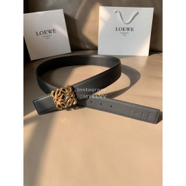 Loewe Black Litchi Calfskin Gold Anagram Buckle 40..
