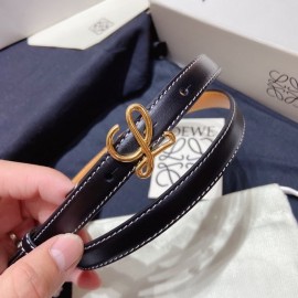 Loewe Fashion Leather Gold Buckle 15mm Belts Black