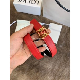 Loewe Fashion Calfskin Anagram Buckle 20mm Belts Red