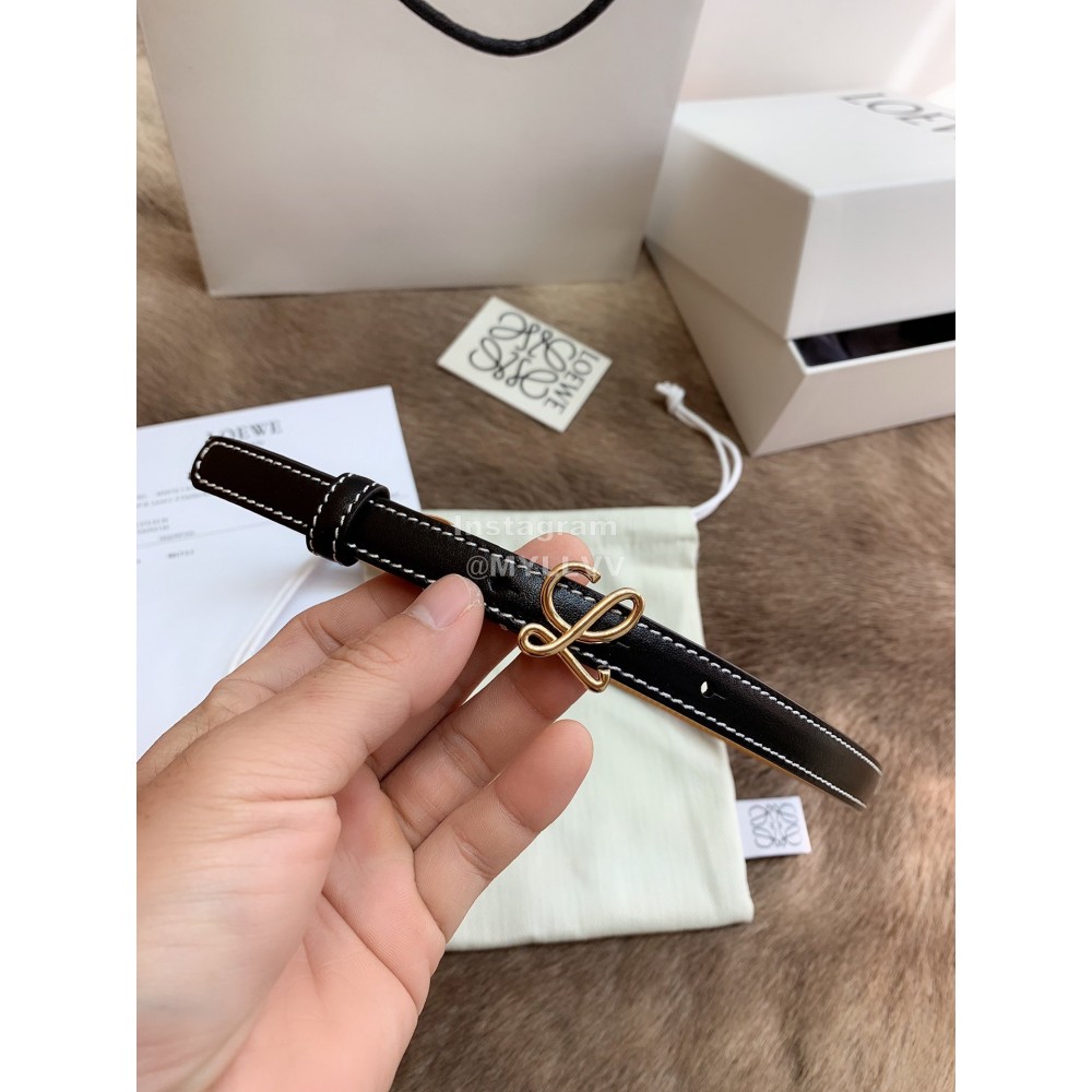 Loewe Fashion Leather Gold Buckle 13mm Belts Black