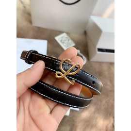 Loewe Fashion Leather Gold Buckle 13mm Belts Black