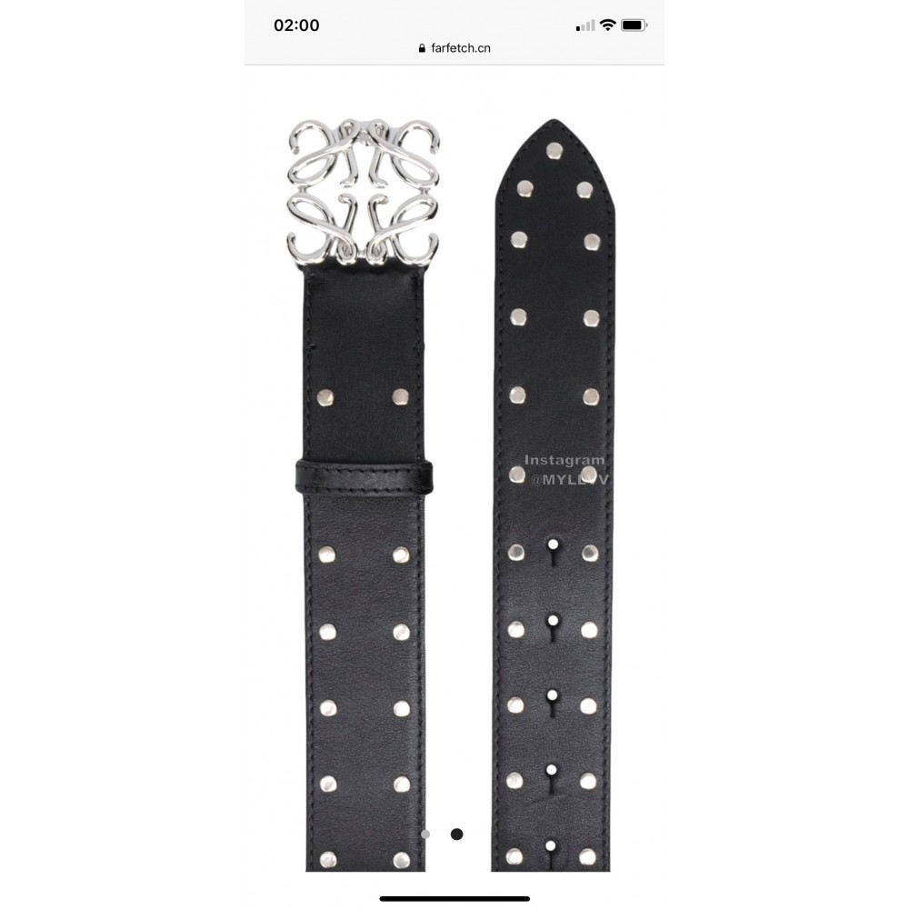 Loewe Soft Leather Rivet Silver Buckle 40mm Belts 