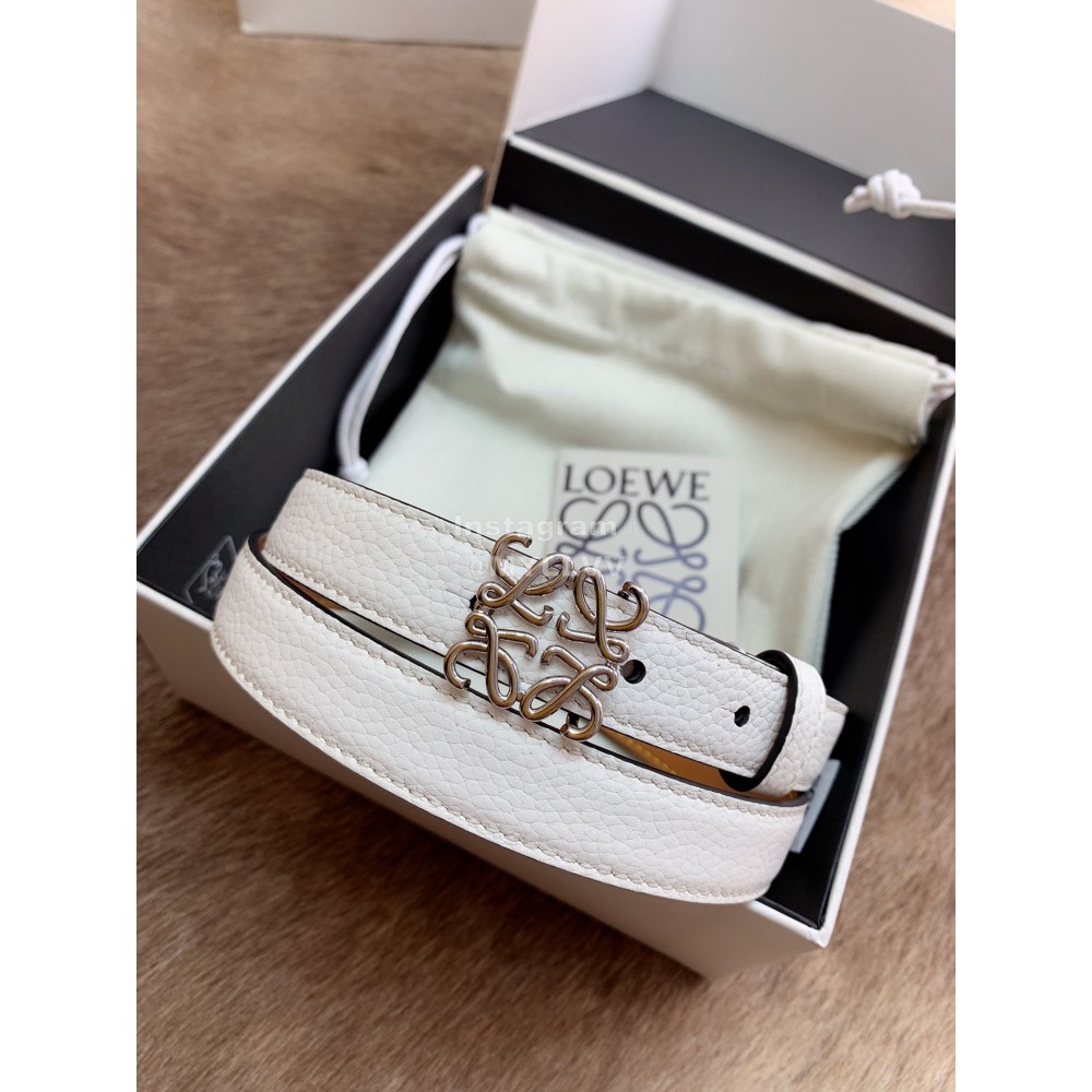 Loewe Fashion Calf Silver Buckle 20mm Belts White