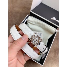 Loewe Fashion Calf Silver Buckle 20mm Belts White