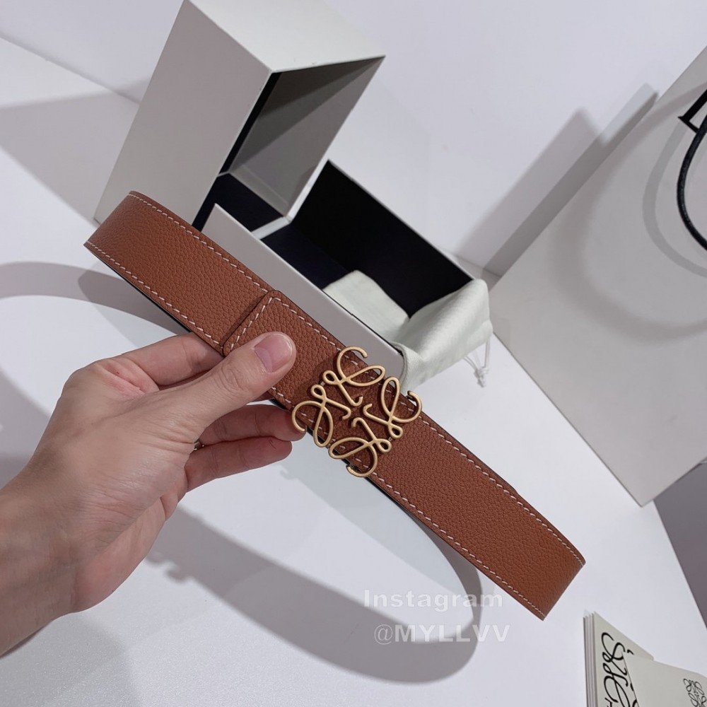 Loewe New Calf Gold Anagram Buckle 40mm Belts For Men Tan