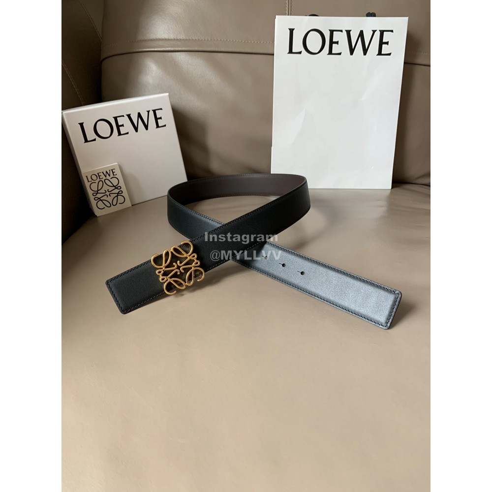 Loewe Bicolor Cowhide Anagram Buckle 40mm Belts Black