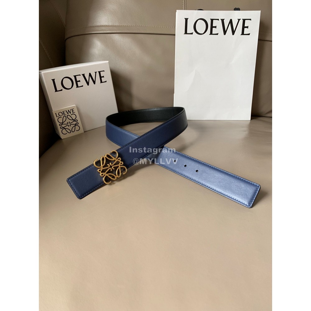 Loewe Bicolor Cowhide Anagram Buckle 40mm Belts Blue