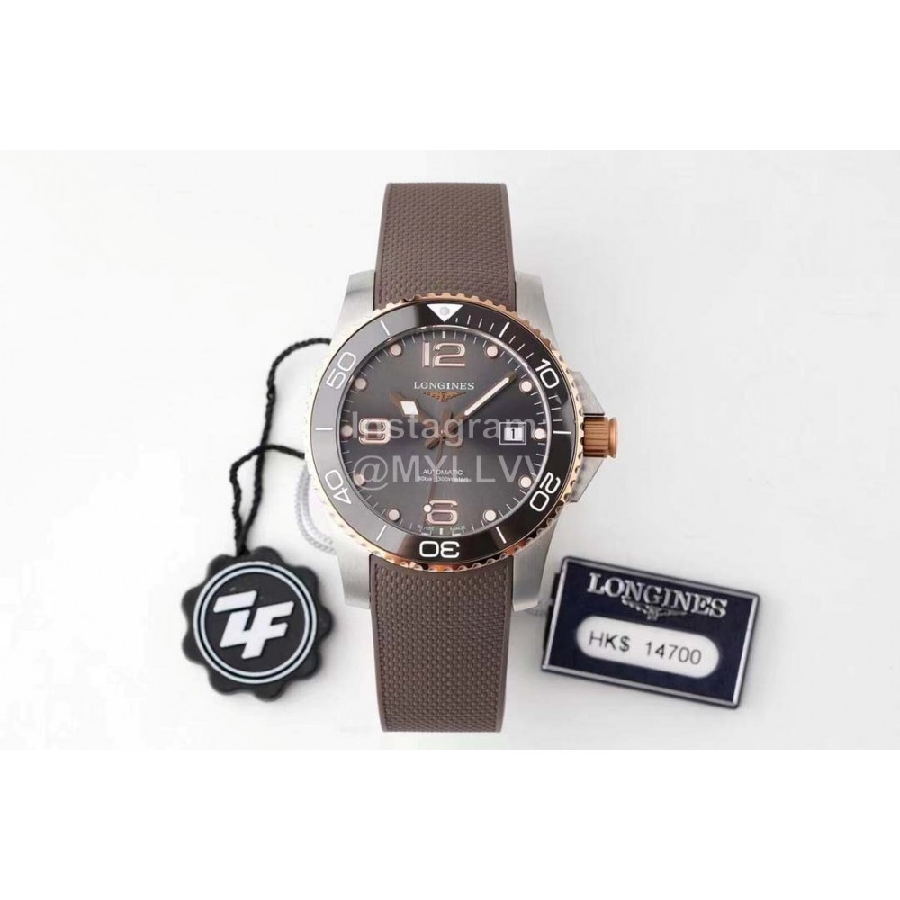 Longines Fashion Brown Rubber Strap Watch