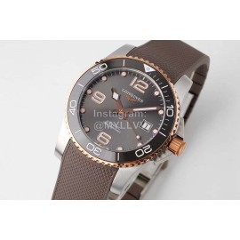 Longines Fashion Brown Rubber Strap Watch