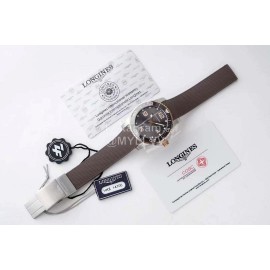 Longines Fashion Brown Rubber Strap Watch