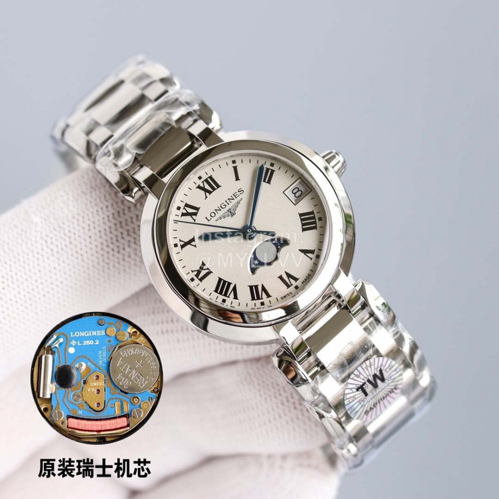 Longines Lunar Phase Display Roman Numeral Dial Watch