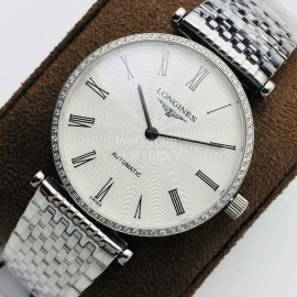 Longines Lg Factory 904l Refined Steel Strap Diamond Watch Silver