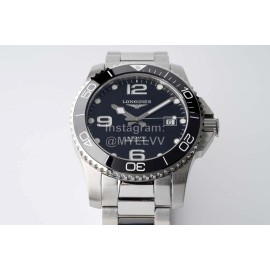 Longines 316l Refined Steel Case Steel Strap Watch Black