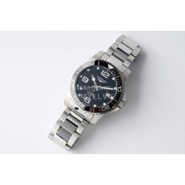 Longines 316l Refined Steel Case Steel Strap Watch Black