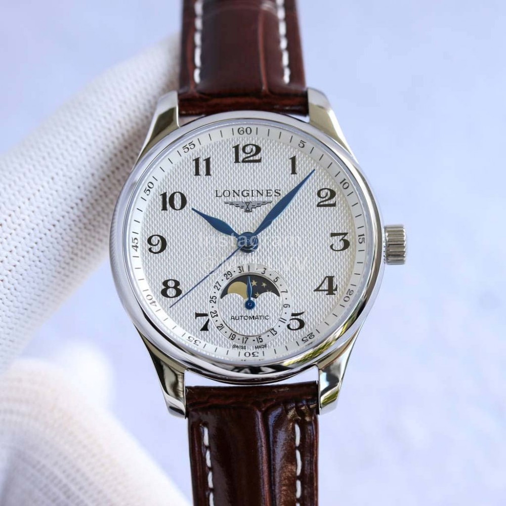 Longines Leather Strap Multifunctional Watch For Women Brown