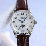 Longines Leather Strap Multifunctional Watch For Women Brown