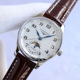 Longines Leather Strap Multifunctional Watch For Women Brown